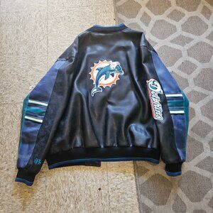 90s vintage Miami Dolphins men's 2x leather jacket